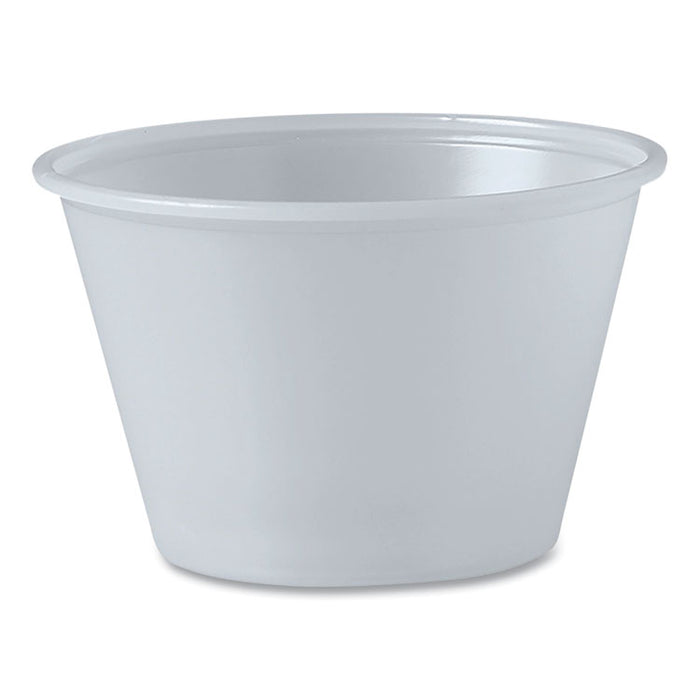 Polystyrene Portion Cups, 4 oz, Plastic, Translucent, 250/Bag, 10 Bags/Carton