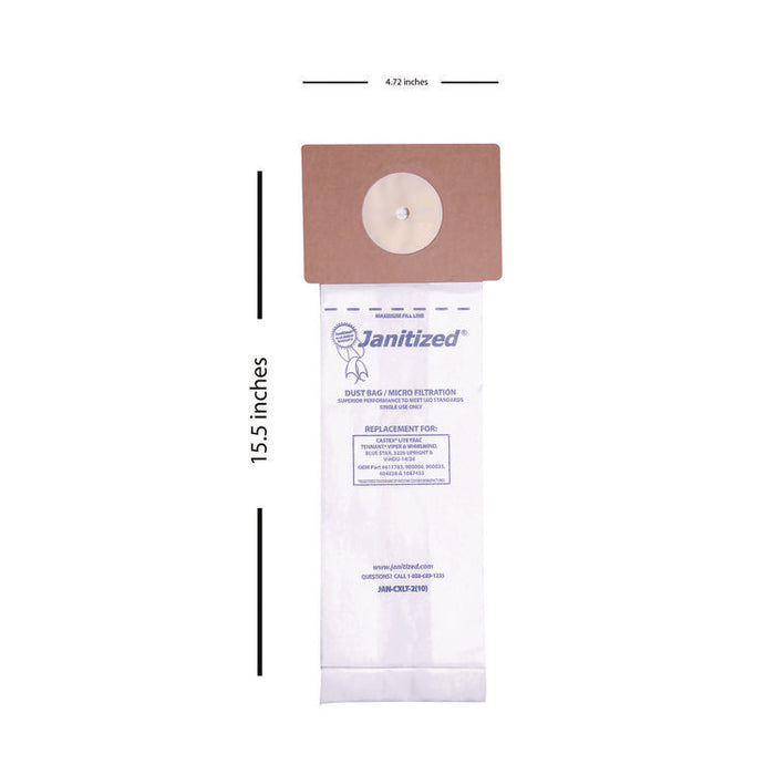 Vacuum Filter Bags Designed to Fit Nobles Lite Trac/Tennant Viper, 100/Carton