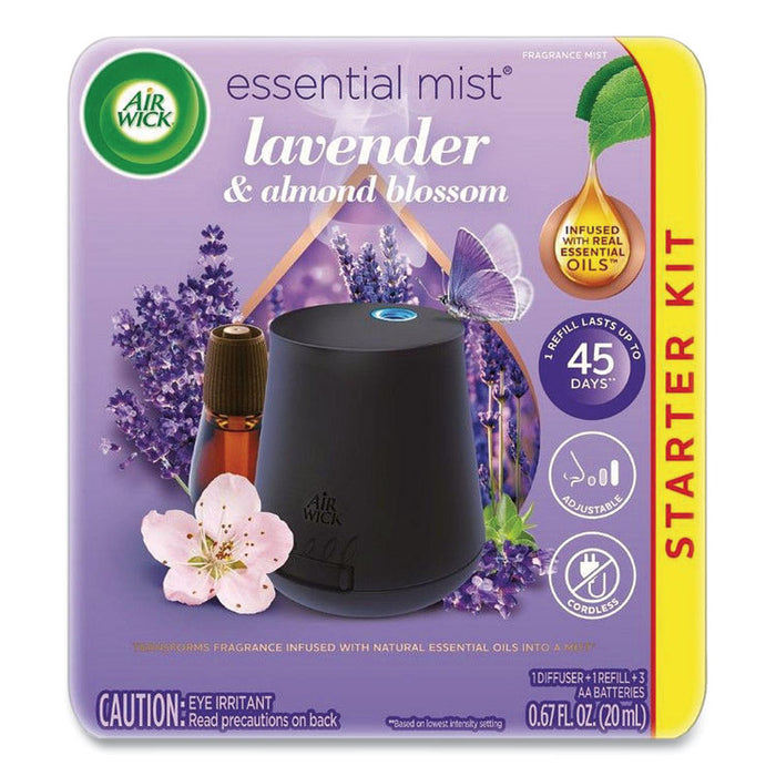 Essential Mist Starter Kit, Lavender and Almond Blossom, 0.67 oz Bottle, 4/Carton