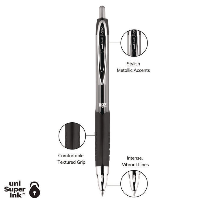 Signo 207 Gel Pen, Retractable, Medium 0.7 mm, Assorted Ink and Barrel Colors, 5/Pack