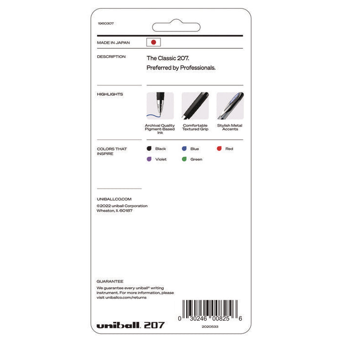 Signo 207 Gel Pen, Retractable, Medium 0.7 mm, Assorted Ink and Barrel Colors, 5/Pack