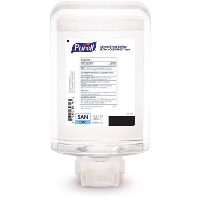 Advanced Hand Sanitizer ULTRA NOURISHING Foam, For ES10 Dispensers, 1,200 mL Refill, Fragrance-Free, 2/Carton