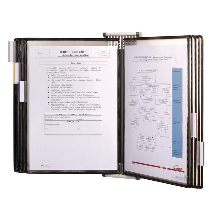 Wall Unit Reference Starter Set with Antimicrobial Display Pockets, 10 Panels with Black Borders, White Base