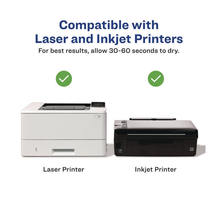 Glossy White Easy Peel Mailing Labels w/ Sure Feed Technology, Laser Printers, 1 x 2.63, White, 30/Sheet, 25 Sheets/Pack