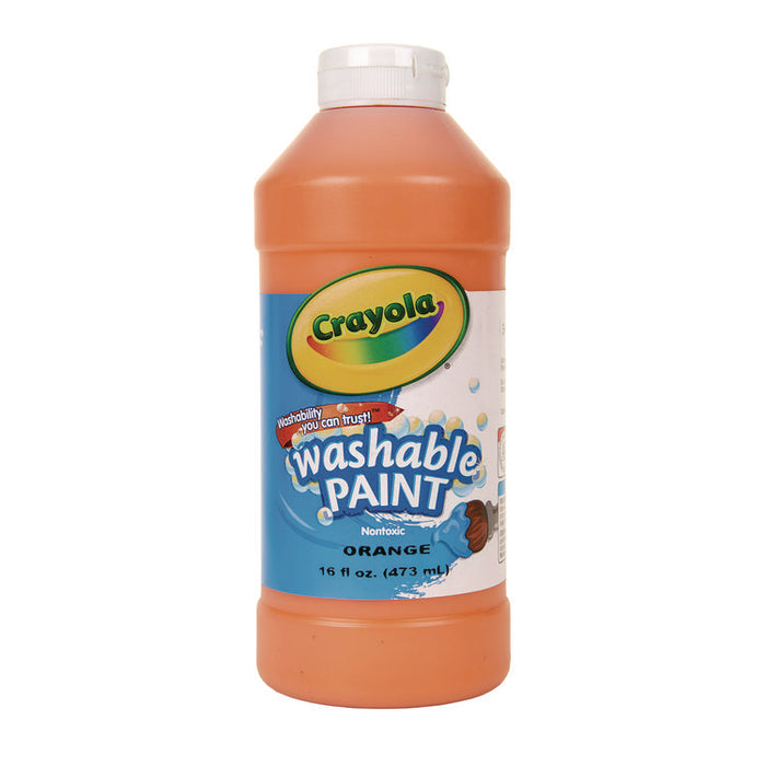Washable Paint, Orange, 16 oz Bottle