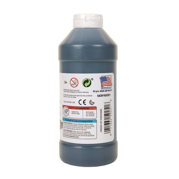 Washable Paint, Black, 16 oz Bottle