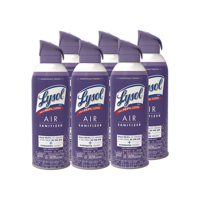 Air Sanitizer Spray, Light Breeze Scent, 10 oz Aerosol Spray, 6/Carton