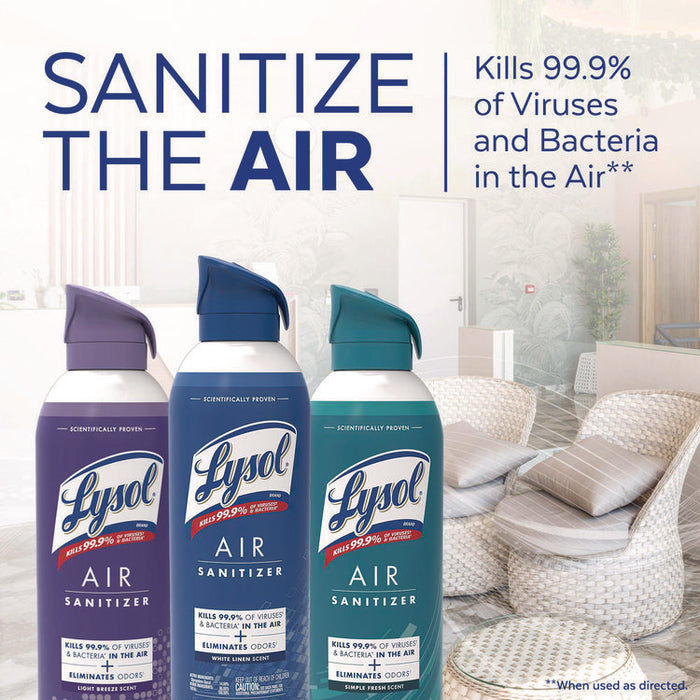 Air Sanitizer Spray, Light Breeze Scent, 10 oz Aerosol Spray, 6/Carton