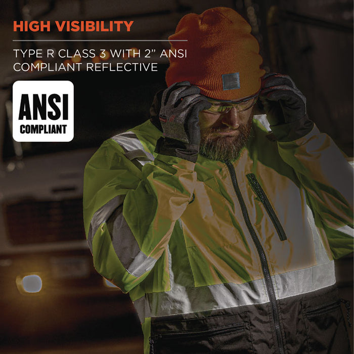 GloWear 8351 Class 3 Hi-Vis Windbreaker Water-Resistant Jacket, Medium, Orange