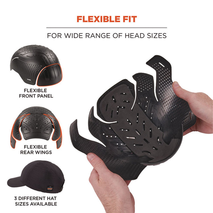 Skullerz 8947 Lightweight Baseball Hat and Bump Cap Insert, Front Brim, Medium to Large (6.75 to 7.75), 0.2" Insert, Black
