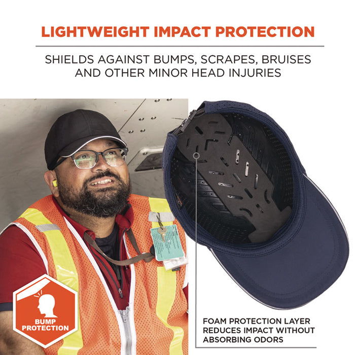 Skullerz 8947 Lightweight Baseball Hat and Bump Cap Insert, Front Brim, Medium to Large (6.75 to 7.75), 0.2" Insert, Navy