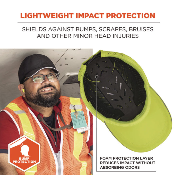 Skullerz 8947 Lightweight Baseball Hat and Bump Cap Insert, Front Brim, X-Large to XX-Large (7.25 to 8.5), 0.2" Insert, Lime