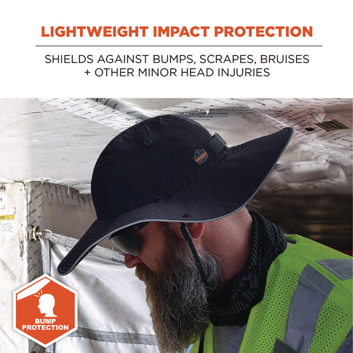 Skullerz 8957 Lightweight Ranger Hat and Bump Cap Insert, Full Brim, Medium to Large (6.75 to 7.75), 0.2" Insert, Black