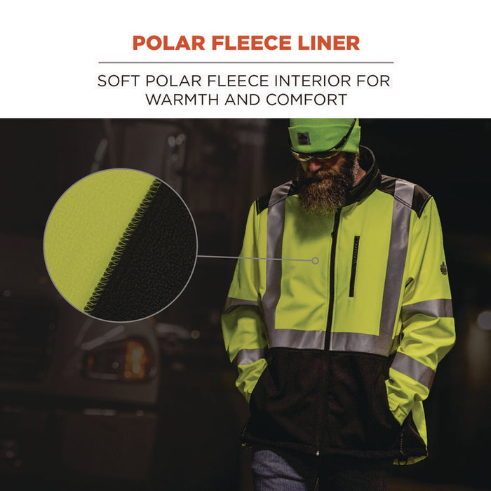 GloWear 8353 Class 3 Hi-Vis Softshell Water-Resistant Jacket, 5X-Large, Lime