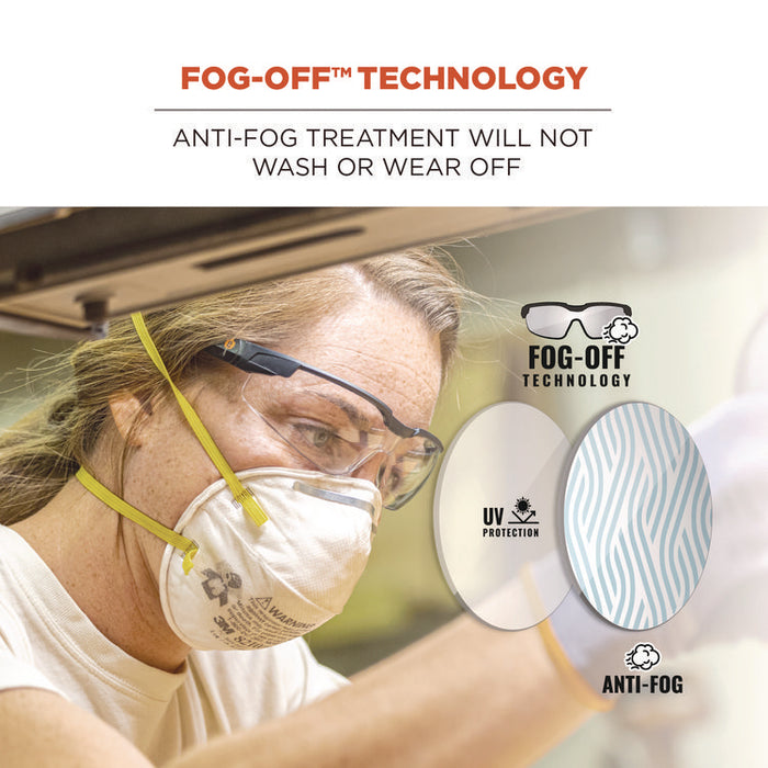 Skullerz DELLENGER Anti-Fog Safety Glasses with Adjustable Temples, Matte Black Half Frame, Clear Single Lens