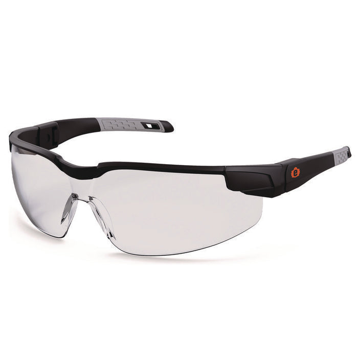 Skullerz DELLENGER Anti-Scratch Anti-Fog Safety Glasses with Adjustable Temples, Matte Black Half Frame, Clear Single Lens
