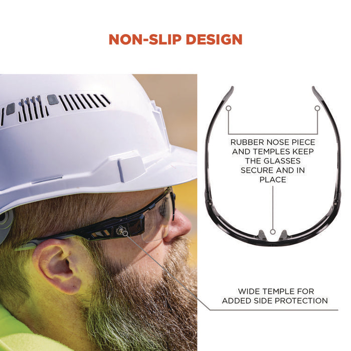 Skullerz DAGR Anti-Scratch Enhanced Anti-Fog Safety Glasses, Matte Black Half Frame, Clear Dual I/O Lens