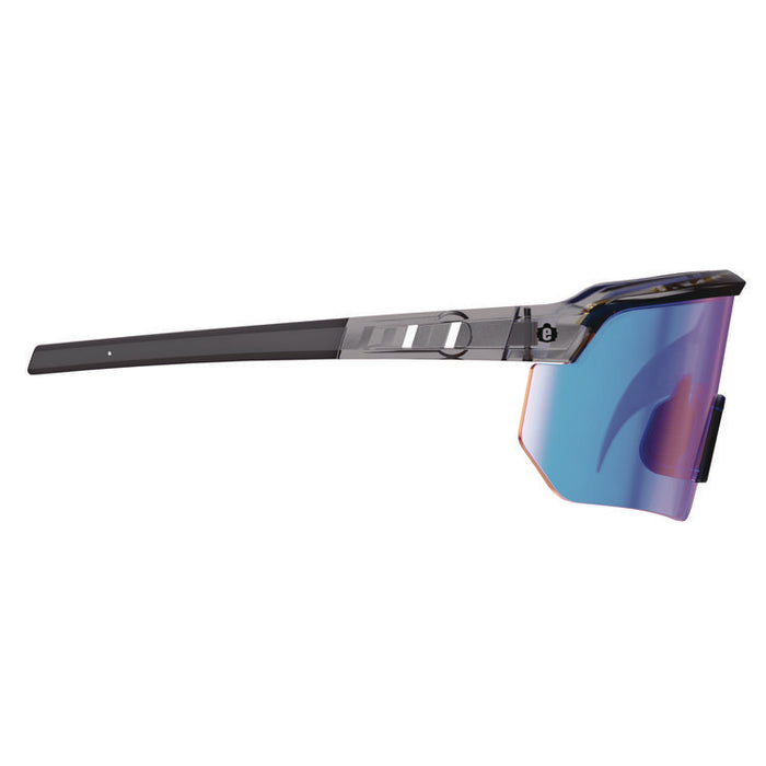 Skullerz AEGIR Safety Glasses, Clear Smoke Half Frame, Mirrored Blue Single Lens