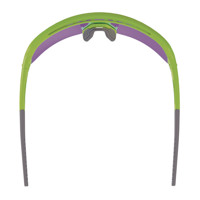 Skullerz AEGIR Anti-Scratch Enhanced Anti-Fog Safety Glasses, Lime Half Frame, Mirrored Purple Single Lens