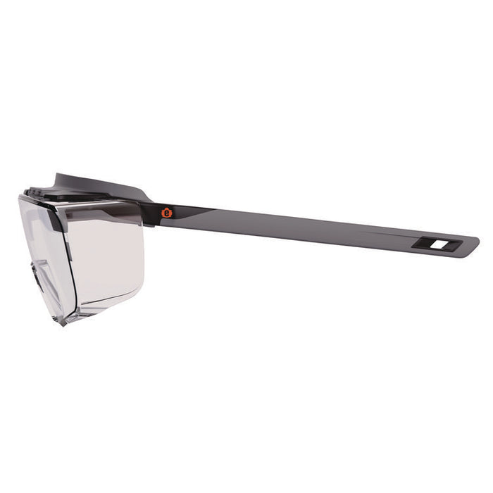 Skullerz OSMIN Anti-Scratch Enhanced Anti-Fog Safety Glasses, Matte Black Half Frame OTG, Clear Single Lens