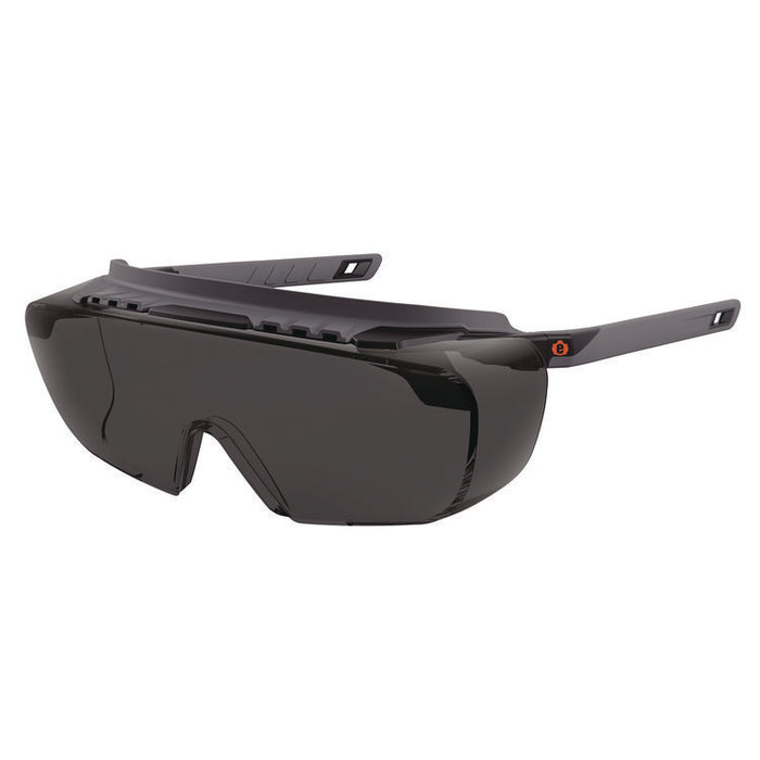 Skullerz OSMIN Safety Glasses, Matte Black Half Frame OTG, Smoke Single Lens