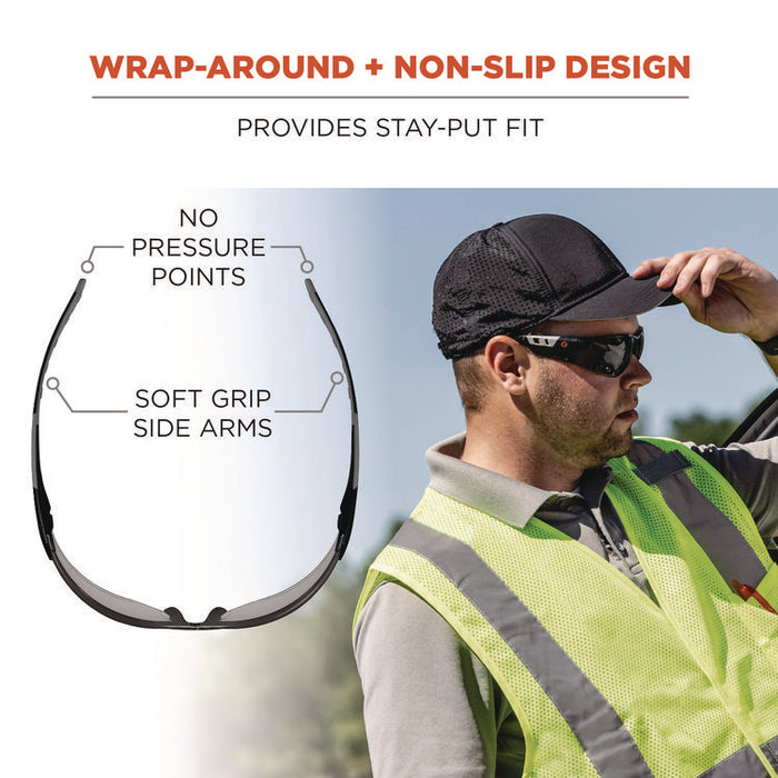 Skullerz SAGA Anti-Scratch Enhanced Anti-Fog Safety Glasses, Frameless, Clear Single I/O Lens