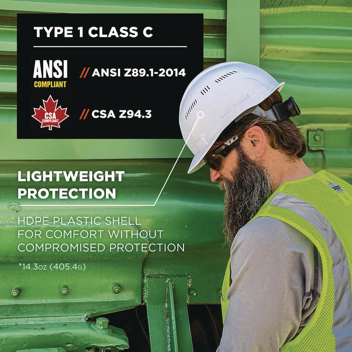 Skullerz 8966 Class C Lightweight Cap-Style Hard Hat with Adjustable Venting, 6-Point Ratchet, One Size Fits Most, Lime