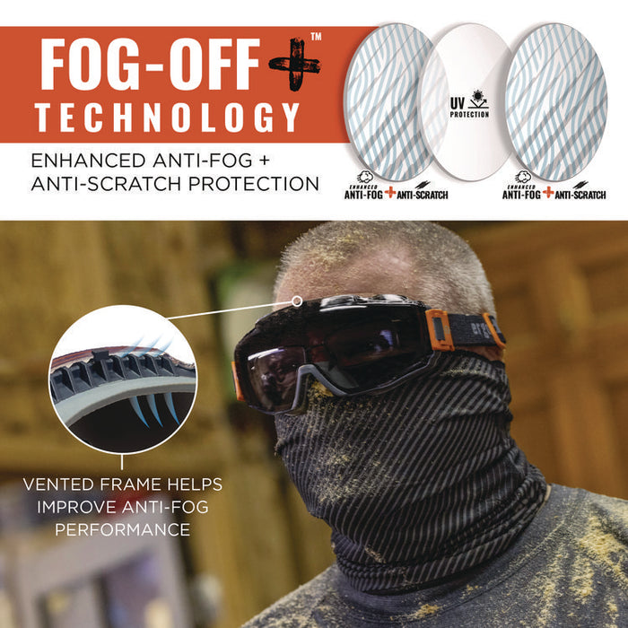 Skullerz MOD_COLI OTG Anti-Scratch and Enhanced Anti-Fog Safety Goggles with Elastic Strap, Smoke Lens, Gray/Clear Frame