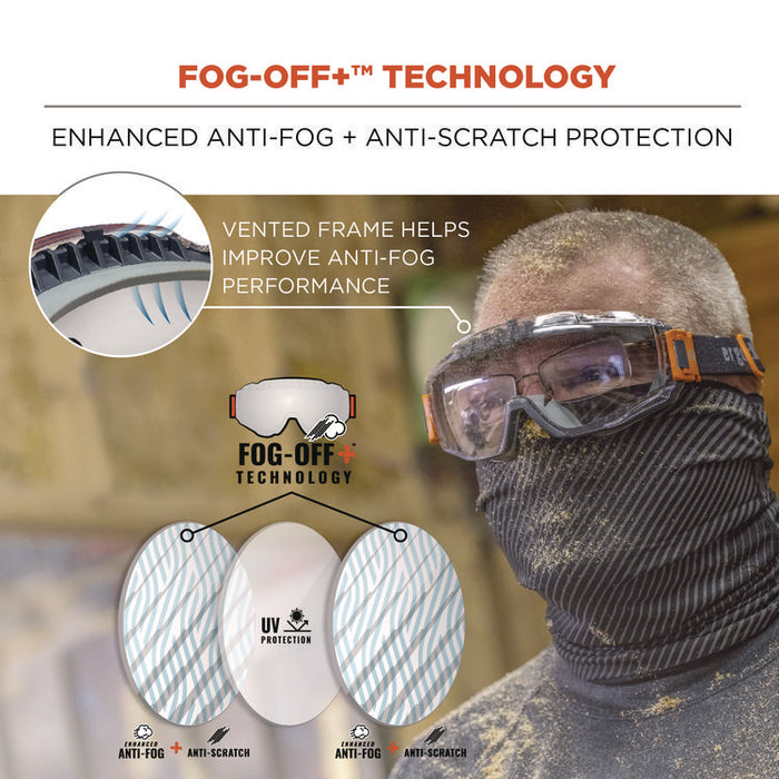 Skullerz MOD_COLI OTG Anti-Scratch and Enhanced Anti-Fog Safety Goggles with Neoprene Strap, Clear Lens, Gray/Clear Frame