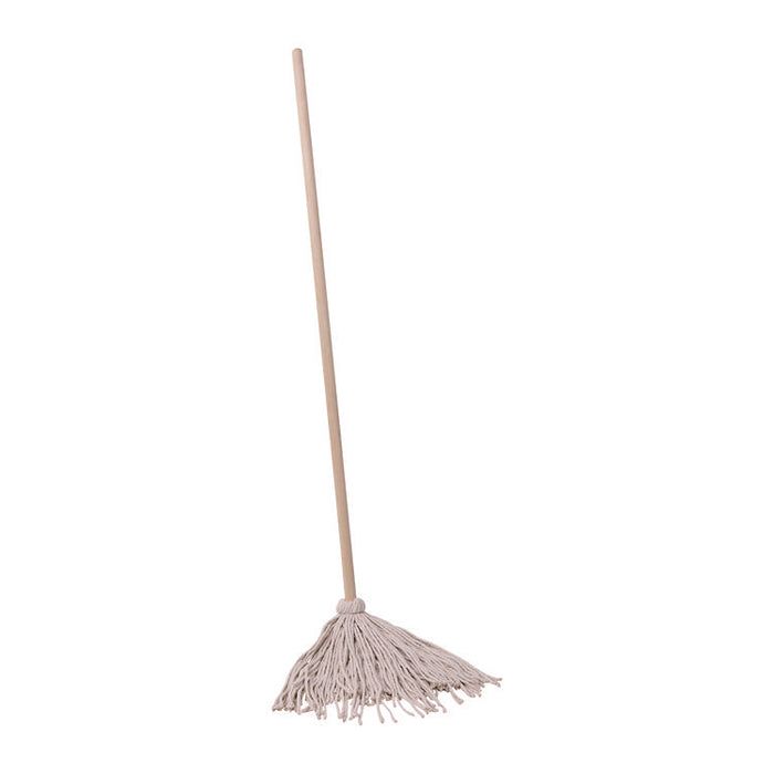 Handle/Deck Mops, #20 White Cotton Head, 54" Natural Wood Handle
