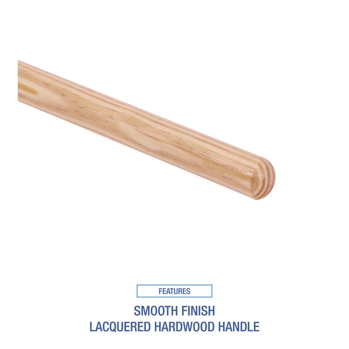 Tapered End Broom Handle, Lacquered Wood, 1.13" dia x 54", Natural