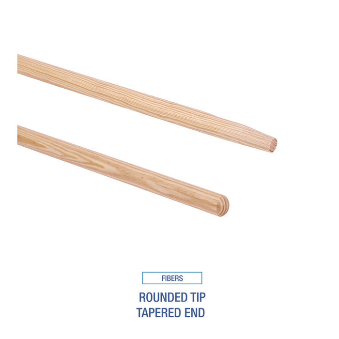 Tapered End Broom Handle, Lacquered Wood, 1.13" dia x 54", Natural