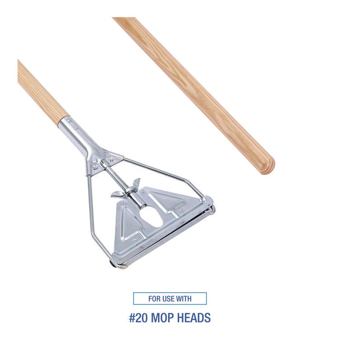 Quick Change Metal Head Mop Handle for No. 20 and Up Heads, 62", Natural