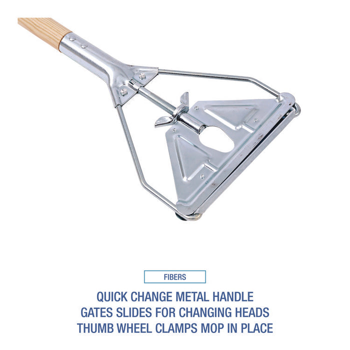 Quick Change Metal Head Mop Handle for No. 20 and Up Heads, 62", Natural