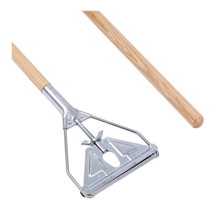 Quick Change Metal Head Mop Handle for No. 20 and Up Heads, 62", Natural