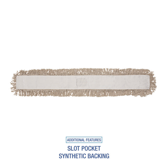 Industrial Dust Mop Head, Cotton, 48 x 3, White