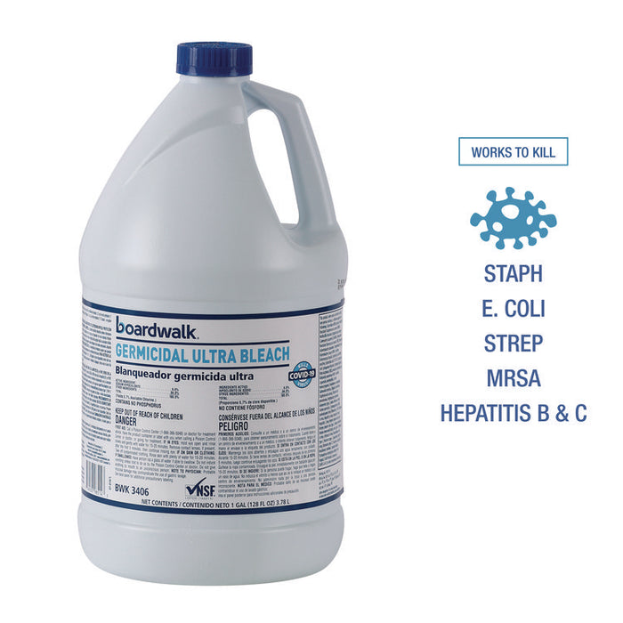 Germicidal Ultra Bleach, 6% Sodium Hypochlorite, 1 gal Bottle, 6/Carton