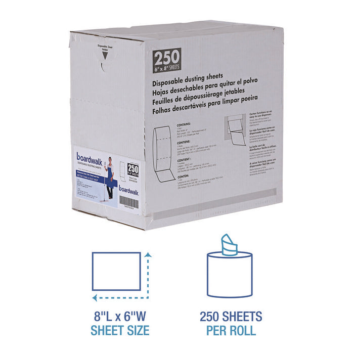 TrapEze Disposable Dusting Sheets, 8" x 125 ft, White, 250 Sheets/Roll
