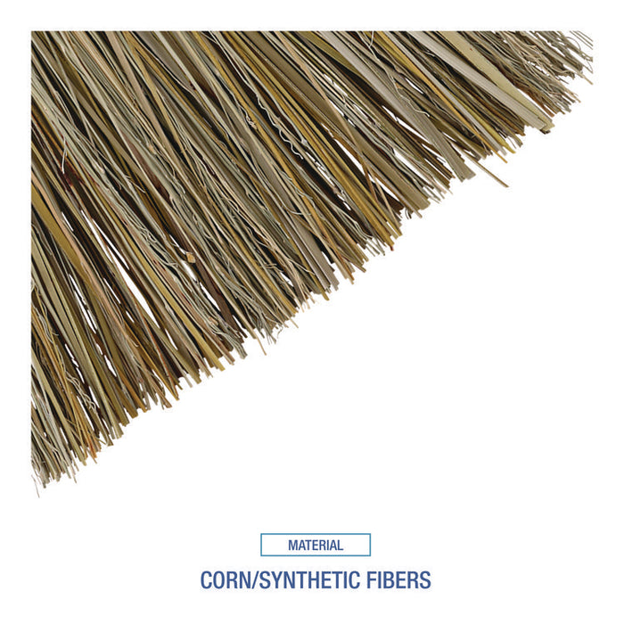 Corn/Fiber Brooms, Corn/Synthetic Fiber Bristles, 36" Overall Length, Gray/Natural, 12/Carton