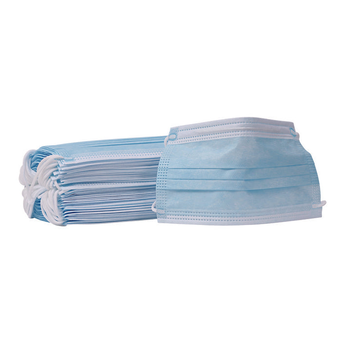 Three-Ply General Use Face Mask, Polypropylene, One Size Fits Most, Blue, 50/Box, 40 Boxes/Carton