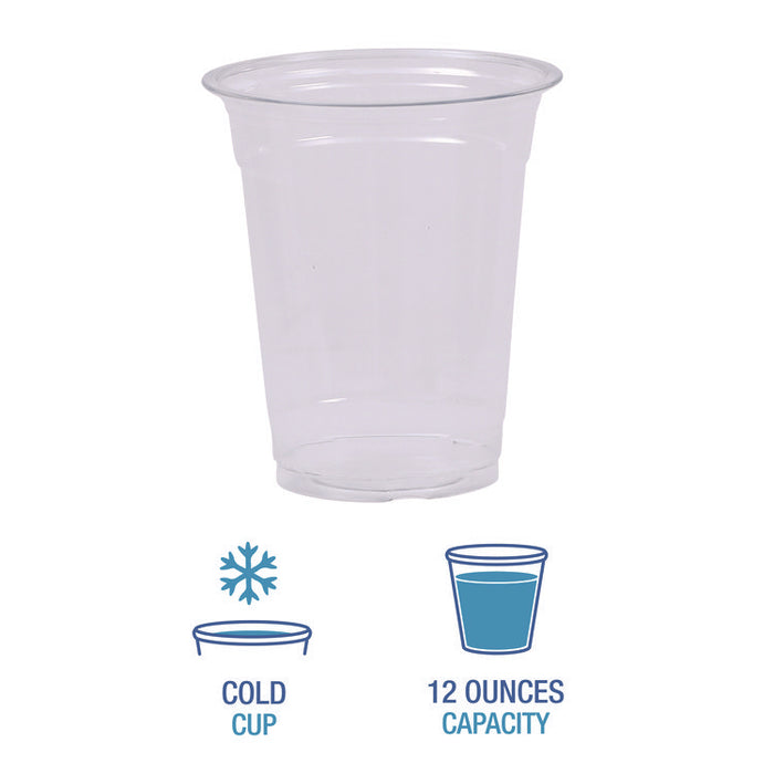 Clear Plastic PET Cups, 12 oz, 50/Sleeve, 20 Sleeves/Carton