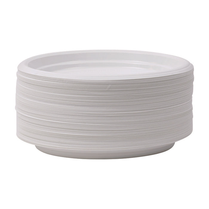 Hi-Impact Plastic Dinnerware, Plate, 9" dia, White, 500/Carton