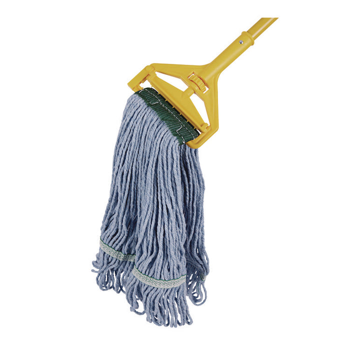 Cleaning Kit, Medium Blue Cotton/Rayon/Synthetic Head, 60" Natural/Yellow Wood/Metal Handle