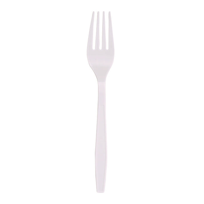 Heavyweight Polypropylene Cutlery, Fork, Plastic, White, 1,000/Carton