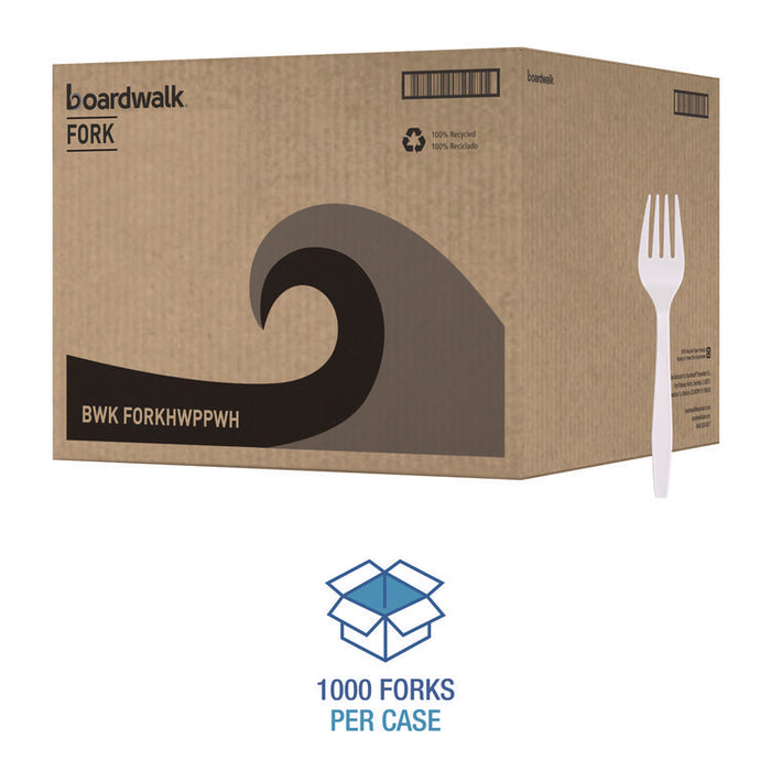 Heavyweight Polypropylene Cutlery, Fork, Plastic, White, 1,000/Carton