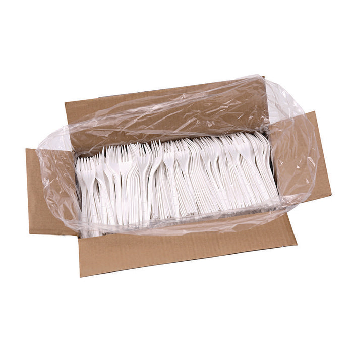Heavyweight Polypropylene Cutlery, Fork, Plastic, White, 1,000/Carton
