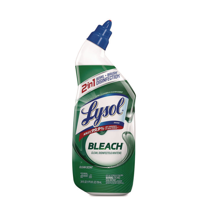 Disinfectant Toilet Bowl Cleaner with Bleach, Clean Scent, 24 oz Angle-Neck Bottle, 9/Carton