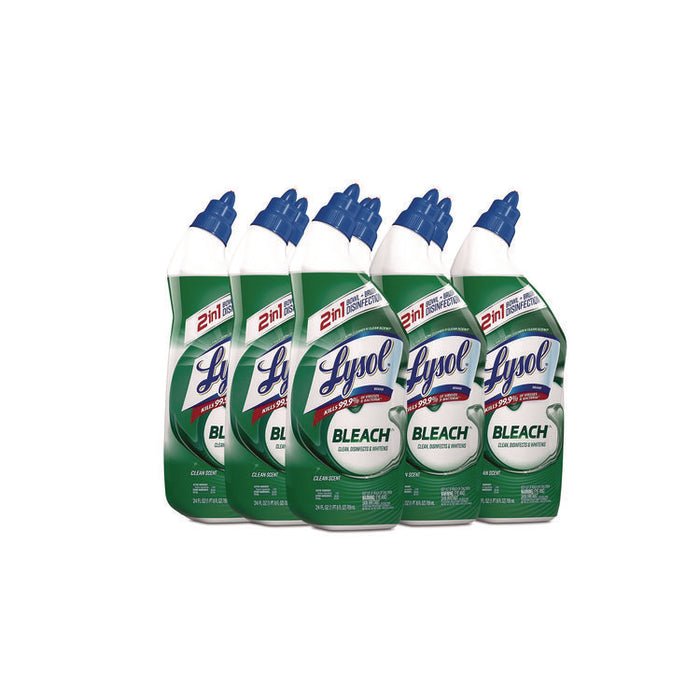 Disinfectant Toilet Bowl Cleaner with Bleach, Clean Scent, 24 oz Angle-Neck Bottle, 9/Carton