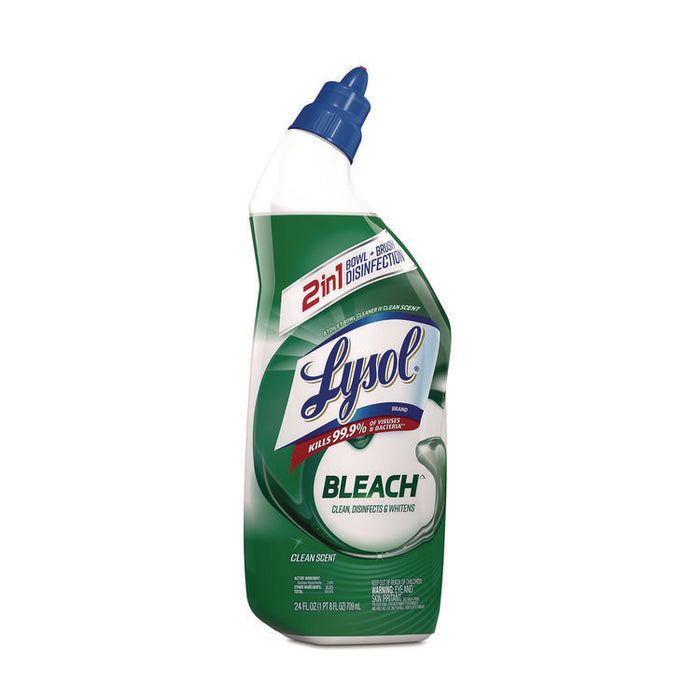 Disinfectant Toilet Bowl Cleaner with Bleach, Clean Scent, 24 oz Angle-Neck Bottle