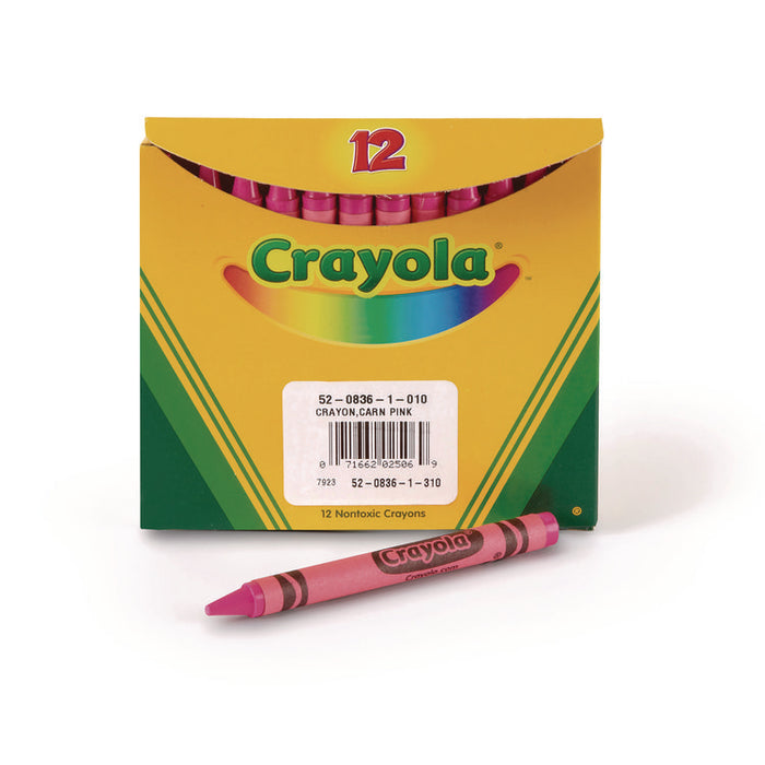 Bulk Crayons, Regular Size, 0.31" x 3.63", Carnation Pink, 12/Box